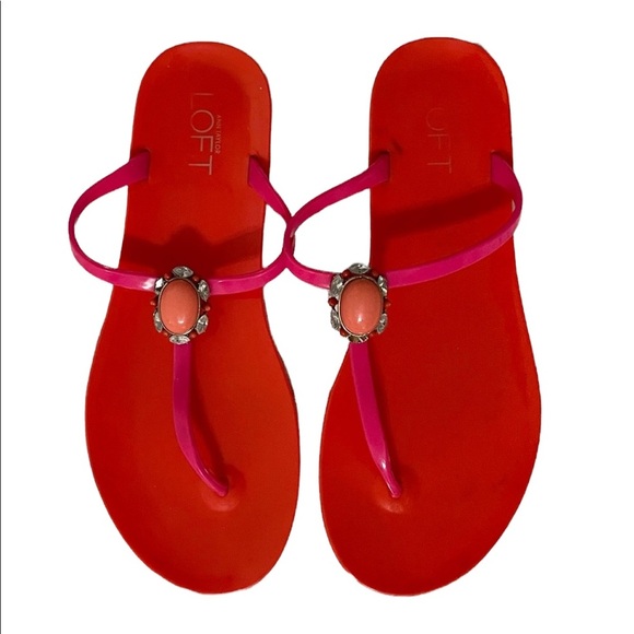 Ann Taylor Loft Women’s Orange & Pink Acrylic Sandals, 8 - Picture 2 of 4